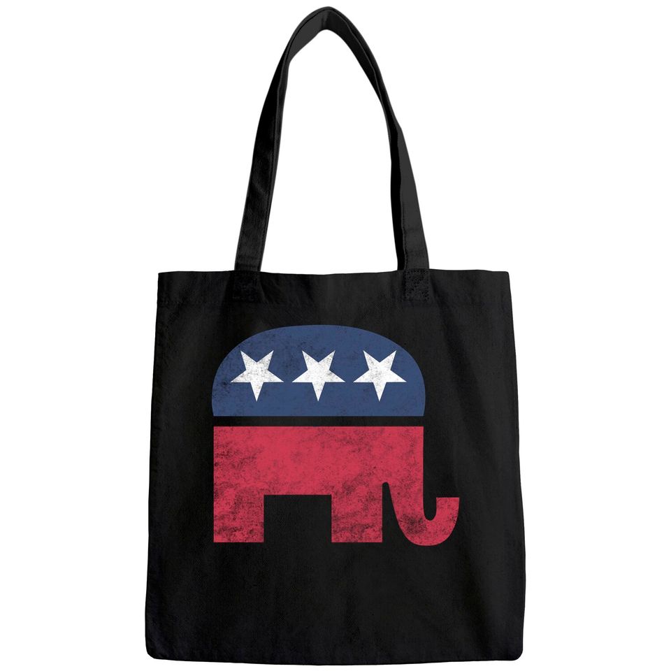 Tee Luv Republican Elephant Tote Bag - Soft Touch Grey GOP Elephant Tote Bag