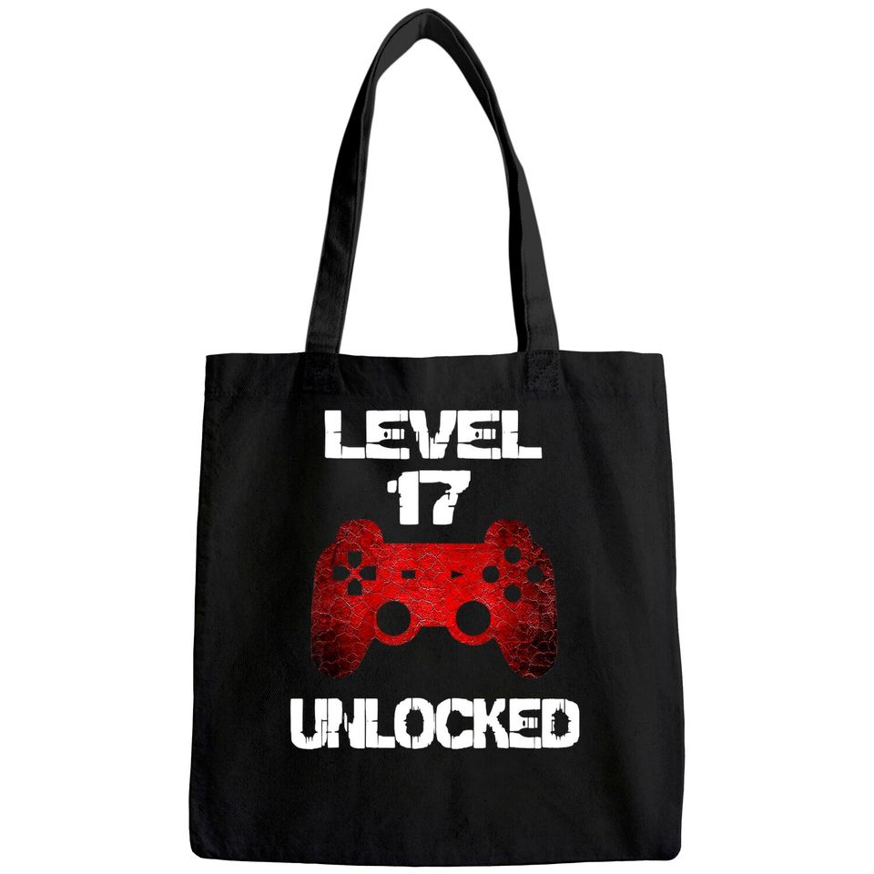 Level 17 Unlocked Boys 17th Birthday 17 Year Old Gamer Tote Bag