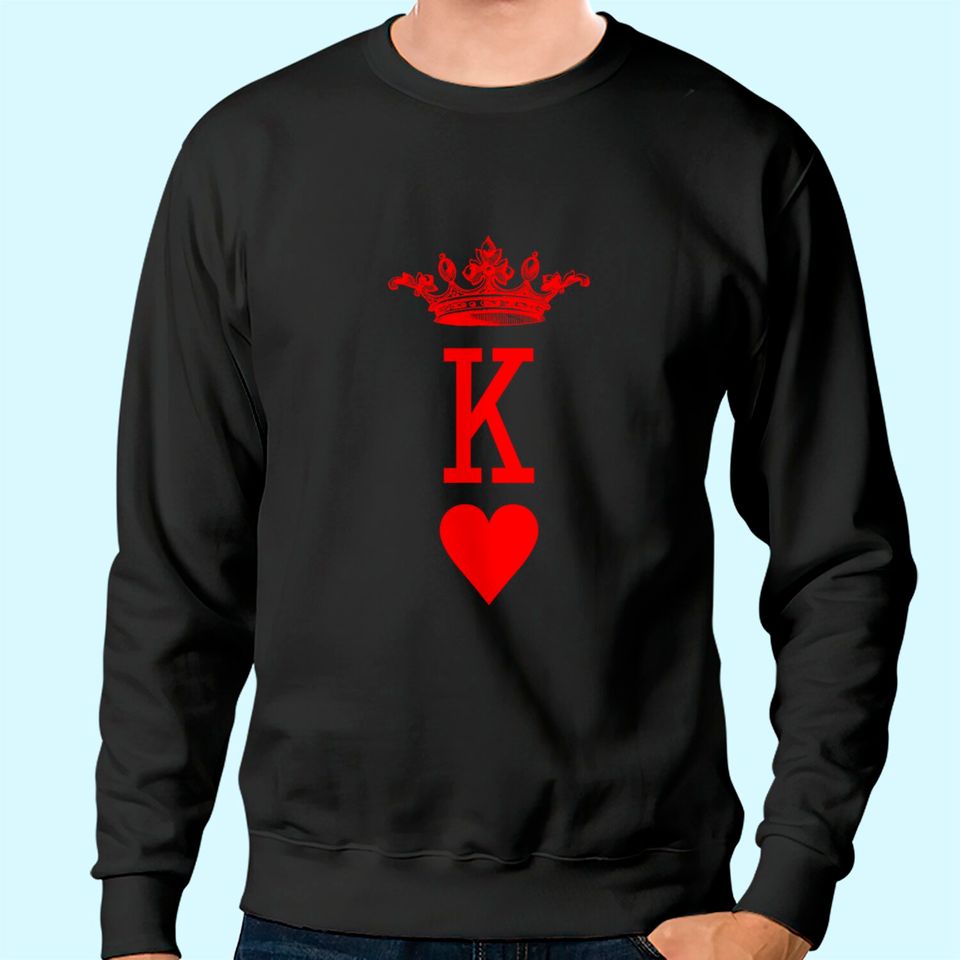 King of Hearts Vintage Crown Engraving Card Sweatshirt