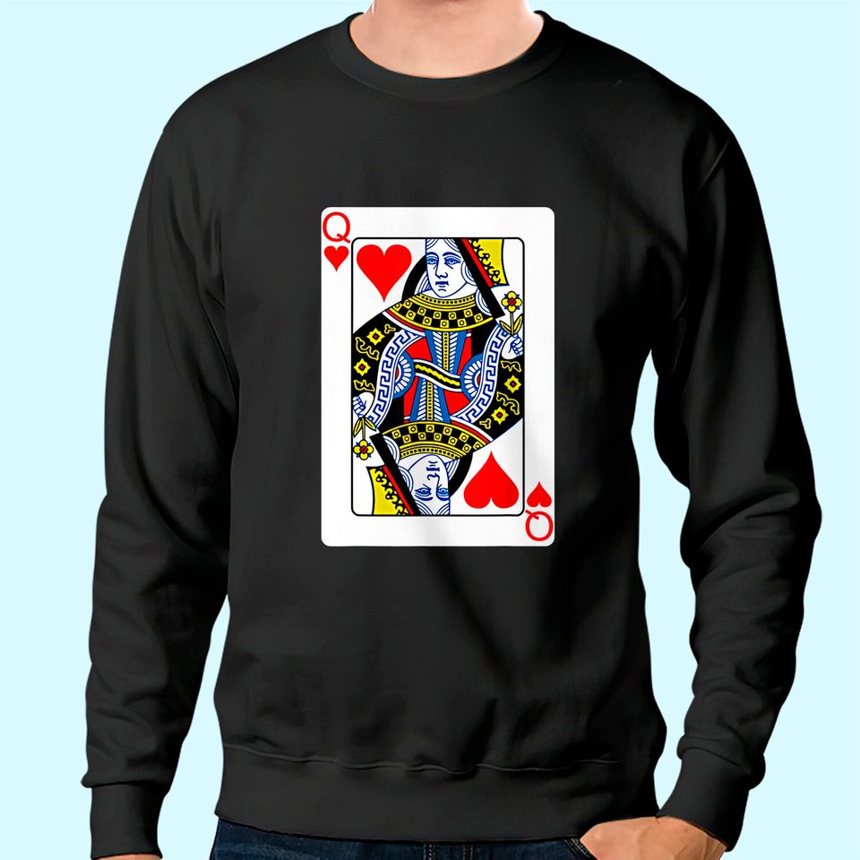 Playing Card Queen of Hearts Sweatshirt Valentine's Day Costume