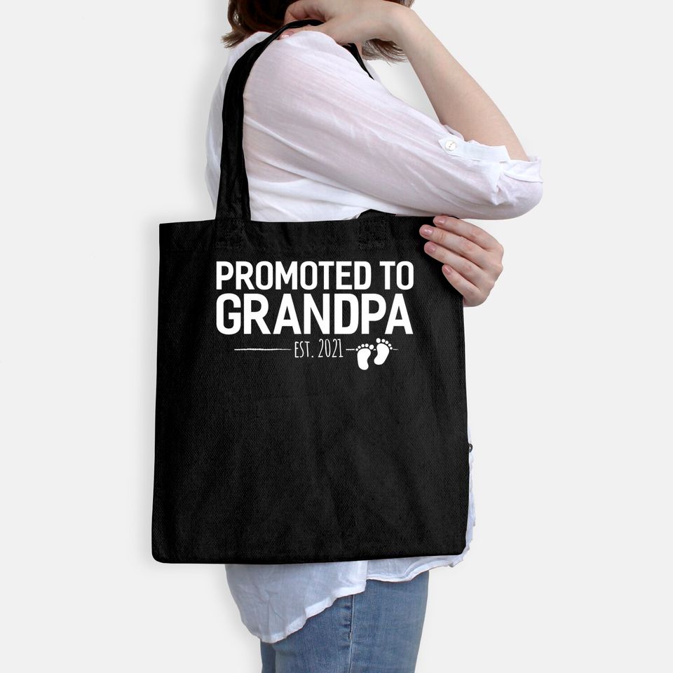 Promoted to Grandpa 2021, Baby Reveal Granddad Gift Men Tote Bag