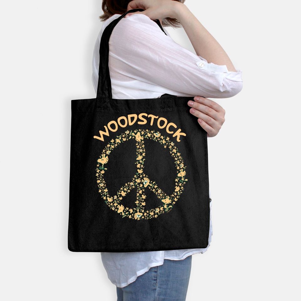 Peanuts Woodstock 50th Anniversary Peace Sign Tote Bag