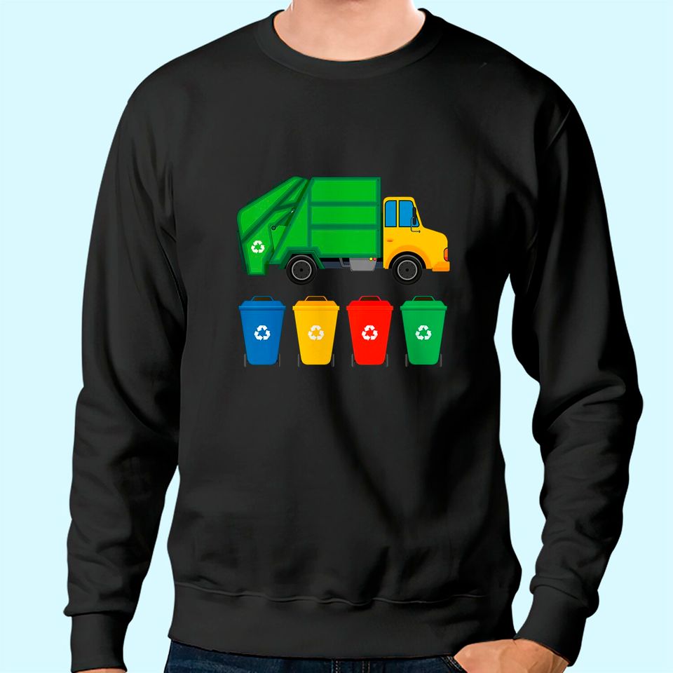 Kids Garbage Truck Recycling Bins Earth Day Children Toddler Sweatshirt