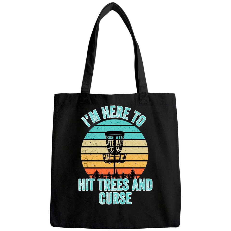 Disc Golf Tote Bag Funny Hit Trees and Curse Retro Disc Golf Gi Tote Bag