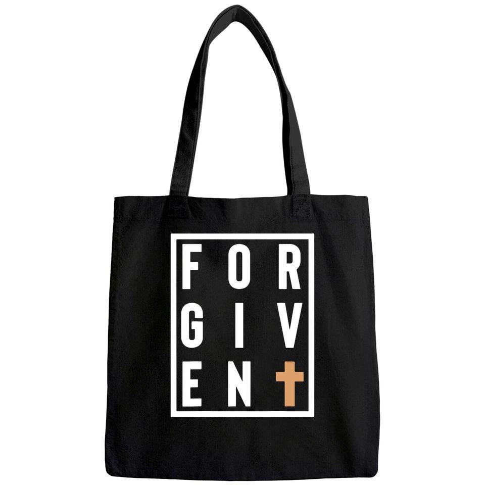 FORGIVEN Cross Jesus God Christian Faith Word Box Tote Bag