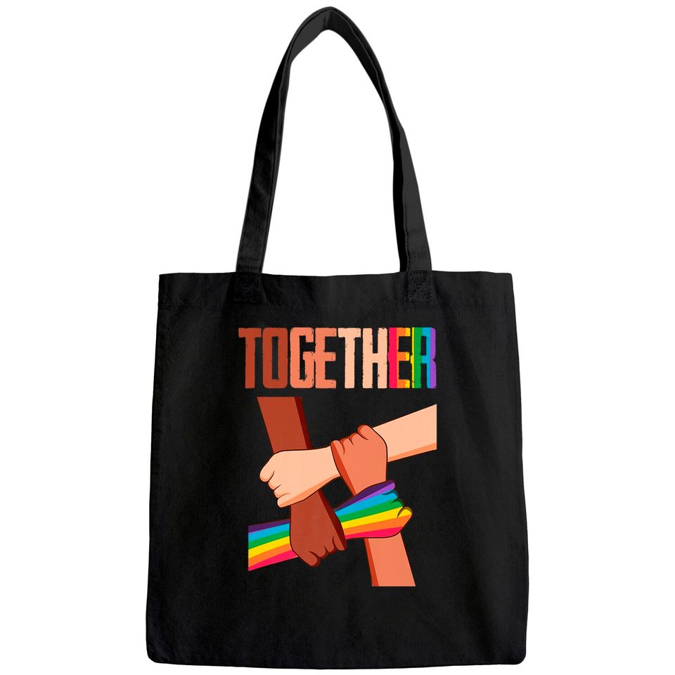 Equality Social Justice Human Rights Together Rainbow Hands Tote Bag