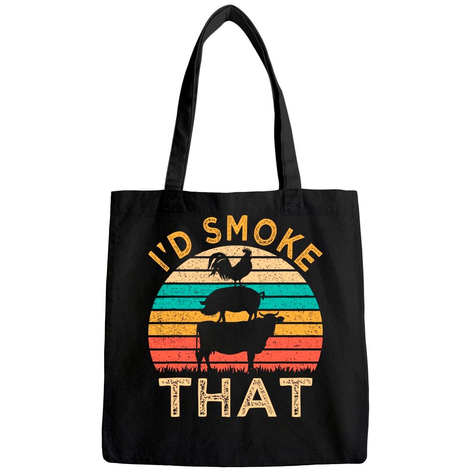 Funny BBQ I'd Smoke That Barbeque Retro Grilling Tote Bag