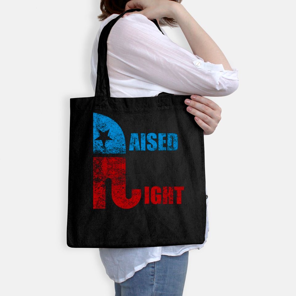 Vintage Raised Right Republican Elephant Pro Trump 2020 Tote Bag