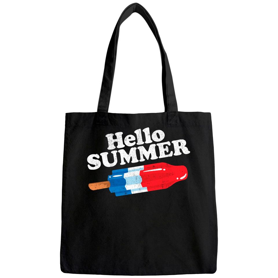 Hello Summer Popsicle Funny Bomb Retro 80s Pop Vacation Gift Tote Bag