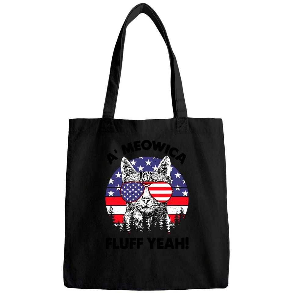 Meowica Fluff Yeah Patriotic American Tote Bag