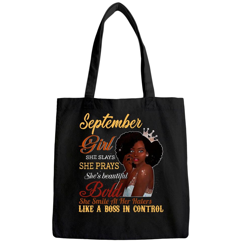 September Girl She Slays She Prays Beautiful Birthday Tote Bag