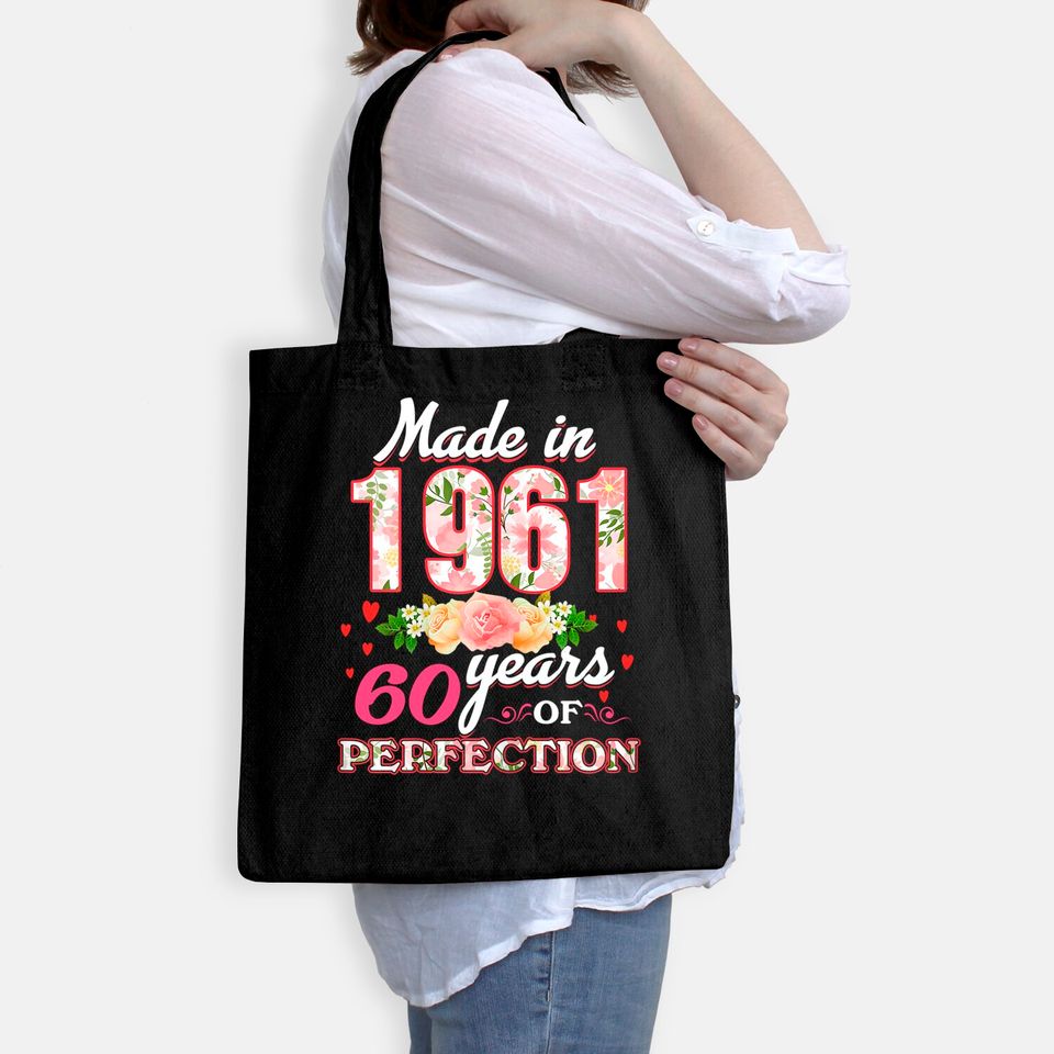 Womens Made In 1961 Design 60 Years Old 60th Birthday Tote Bag