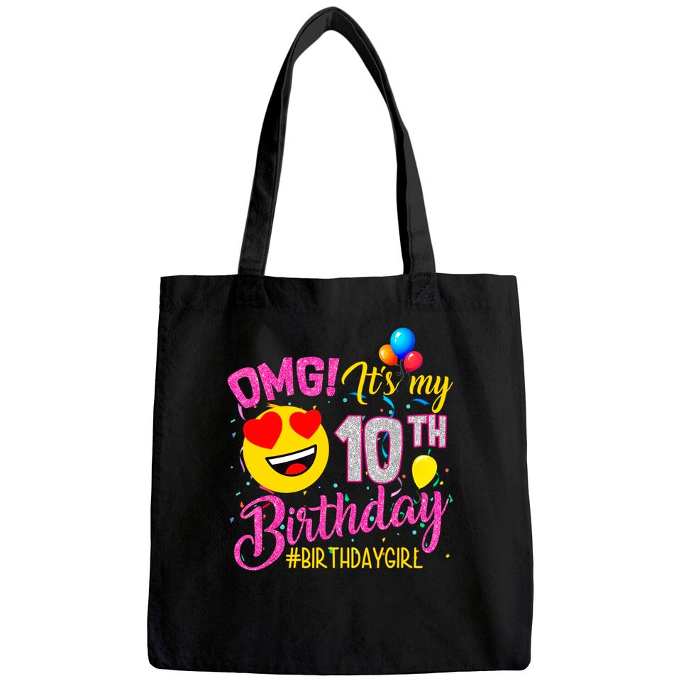 OMG It's My 10th Birthday Girl Tote Bag 10 Years old Birthday Tote Bag