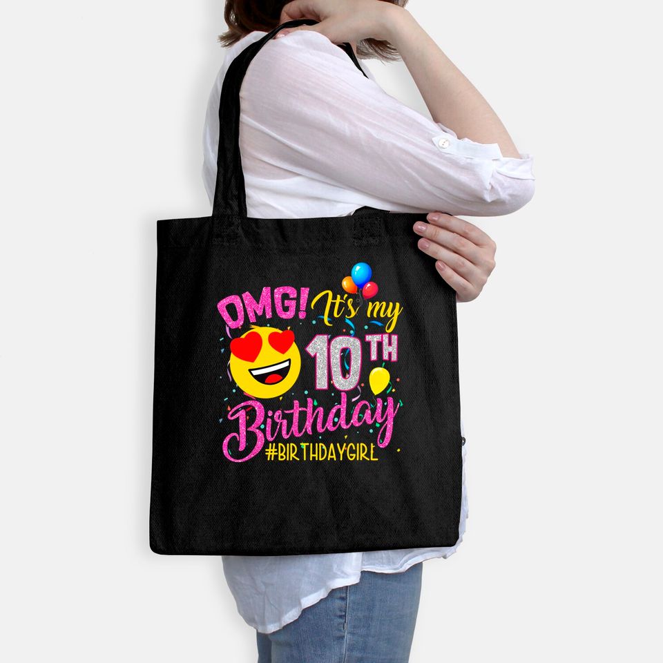 OMG It's My 10th Birthday Girl Tote Bag 10 Years old Birthday Tote Bag