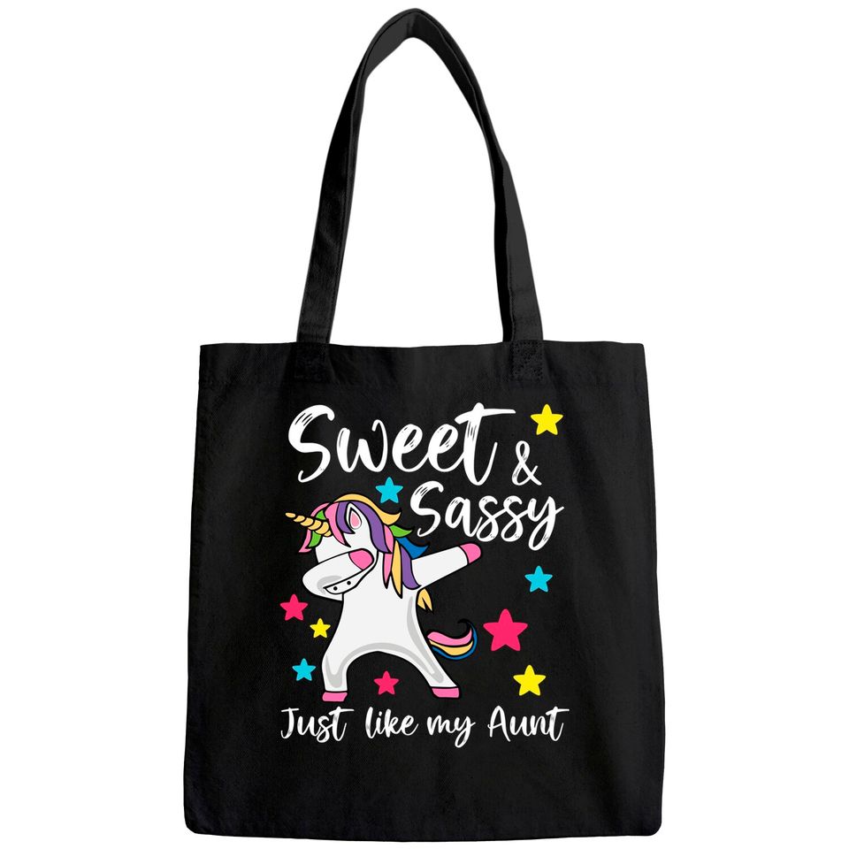 Sassy Like My Aunt Unicorn Cute Matching Auntie and Niece Tote Bag
