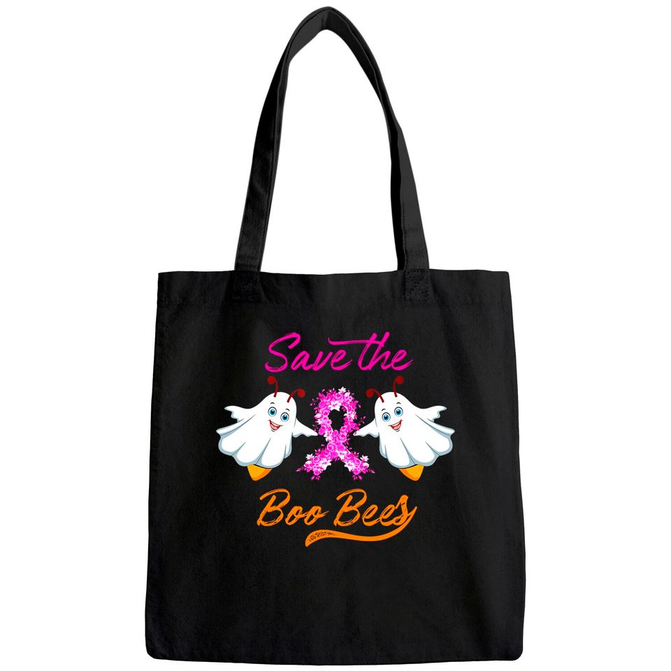 Breast Cancer Halloween Gift - Save The Boo Bees Tote Bag
