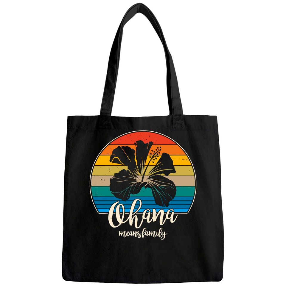 Ohana means family Tote Bag Vintage Hawaiian Tote Bag