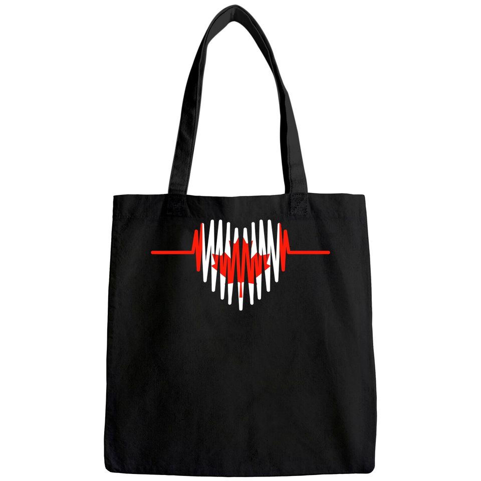 Happy Canada Day Tote Bag Canadian Heart Beat Rate Nurse Tote Bag