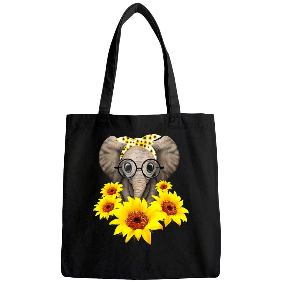 Elephant Sunflower Cute Elephant Love Sunflower Tote Bag