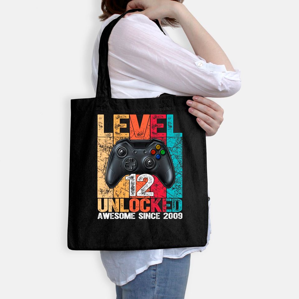 Level 12 Unlocked Awesome Since 2009 12th Birthday Gaming Tote Bag