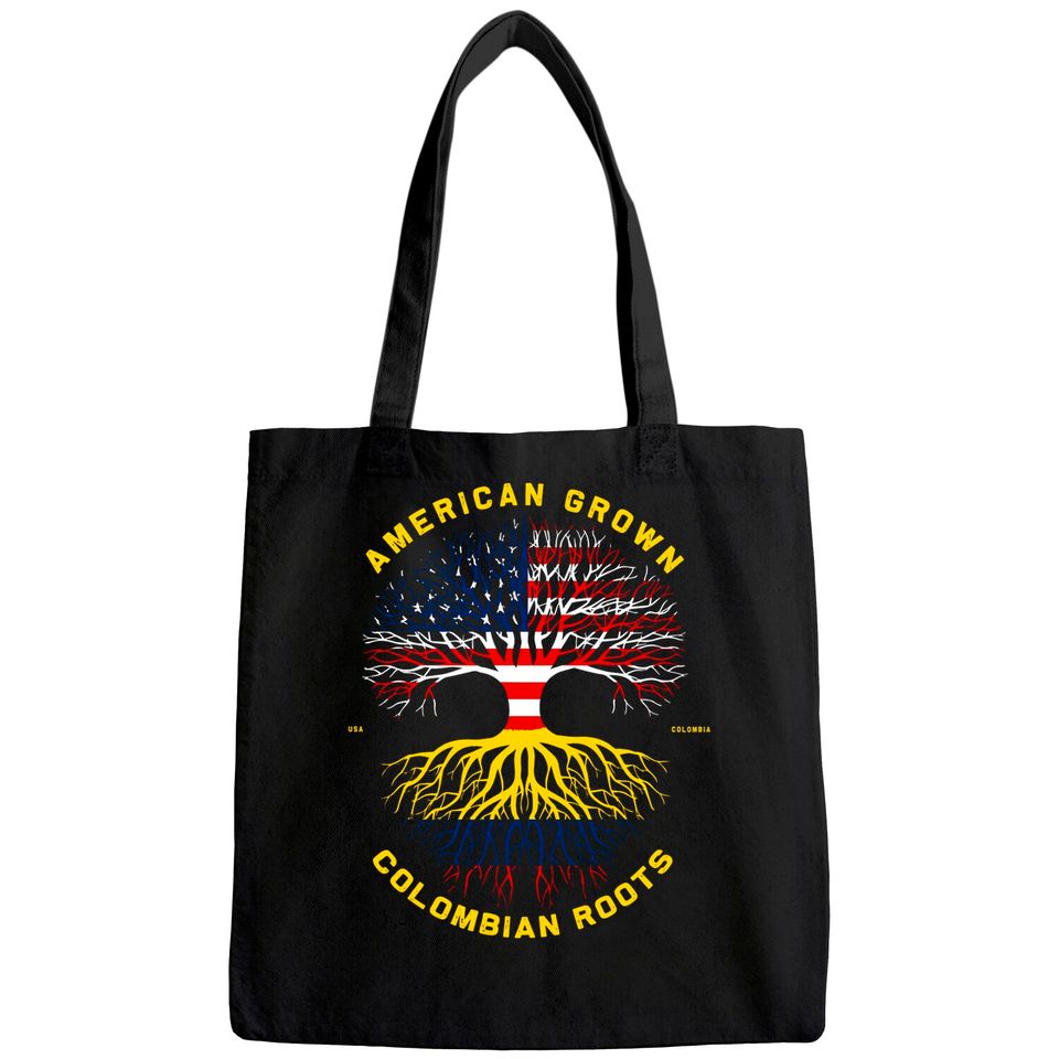 American Grown With Colombian Roots Tree USA Flag Gifts Tote Bag