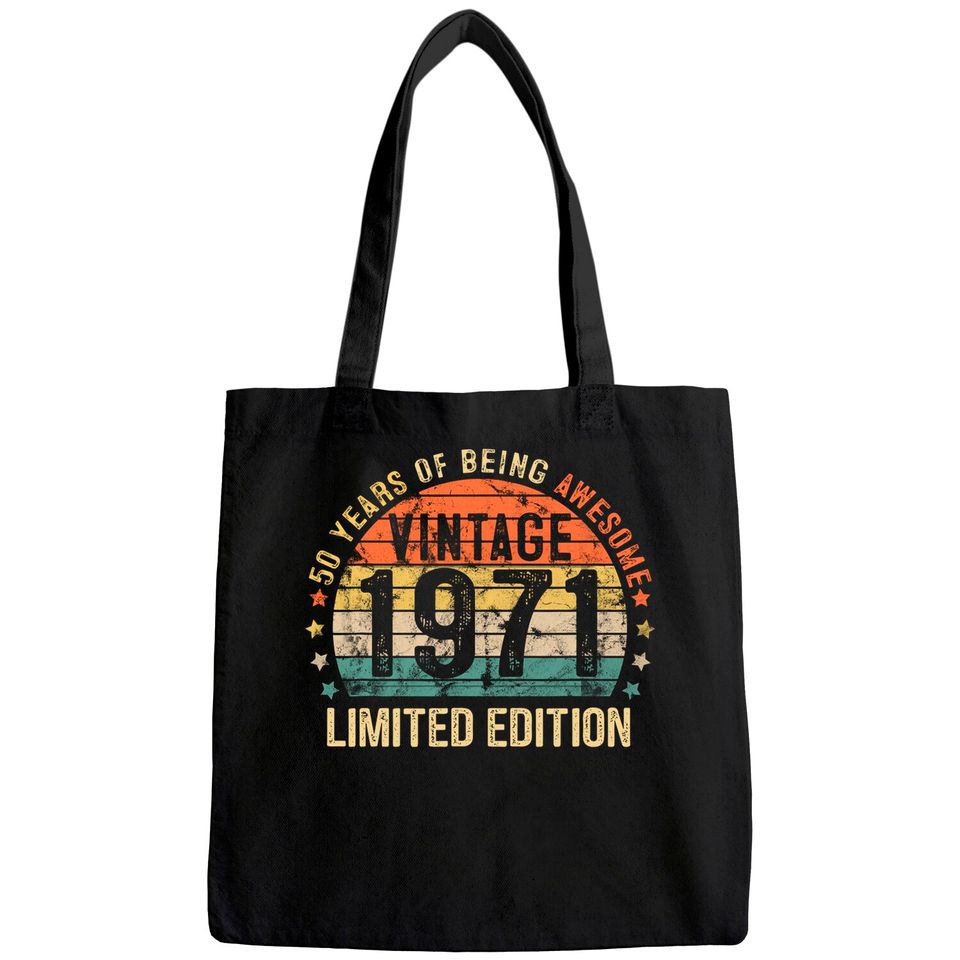 50th Birthday Vintage 1971 Limited Edition 50 Year Old Gifts Tote Bag