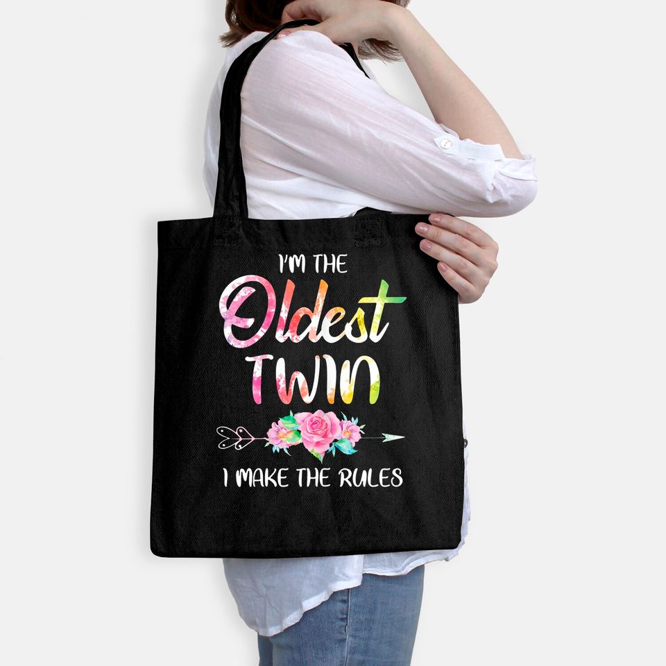 Oldest Twin Tote Bag Sibling Birthday Twins Matching Tote Bag