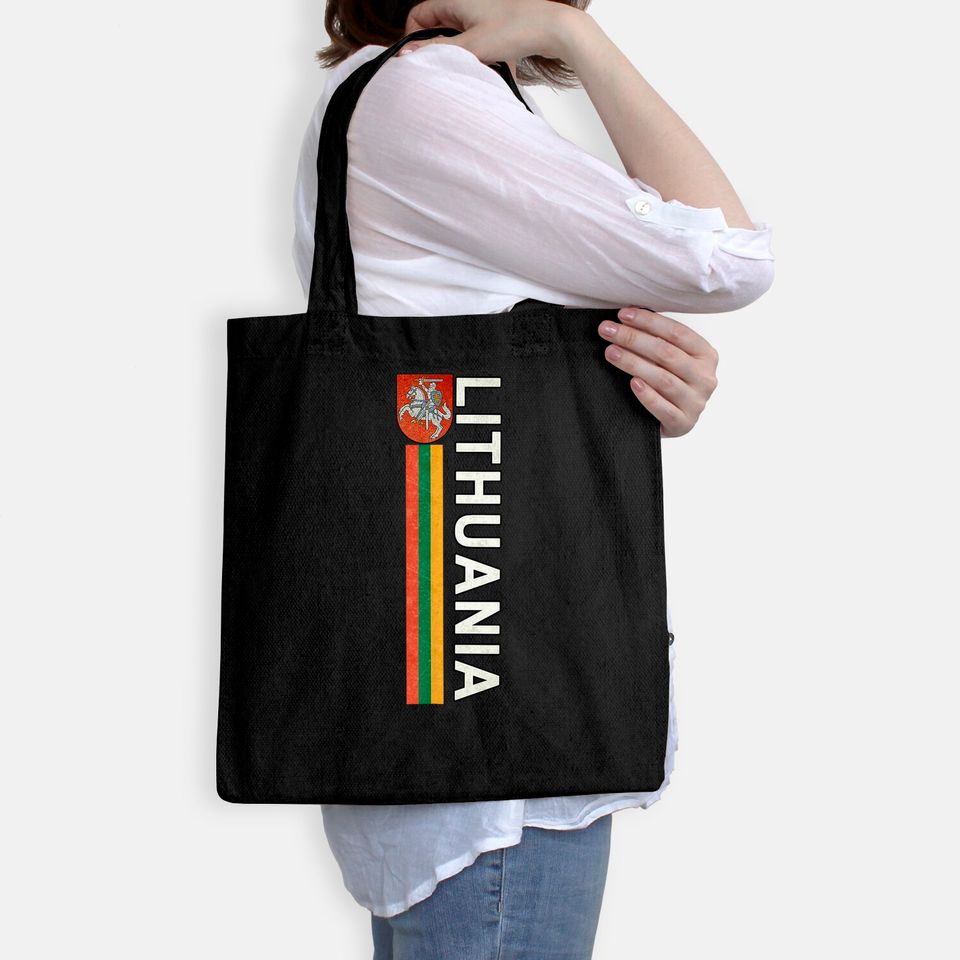 Lithuania Sporty Flag and Lithuanian Emblem Tote Bag