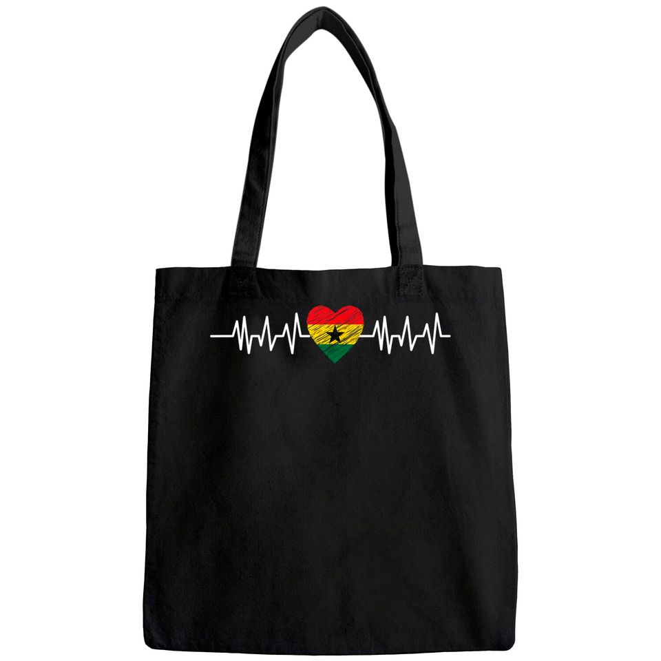 Ghana Heartbeat Pulse Ghana Flag I Love Ghana Tote Bag