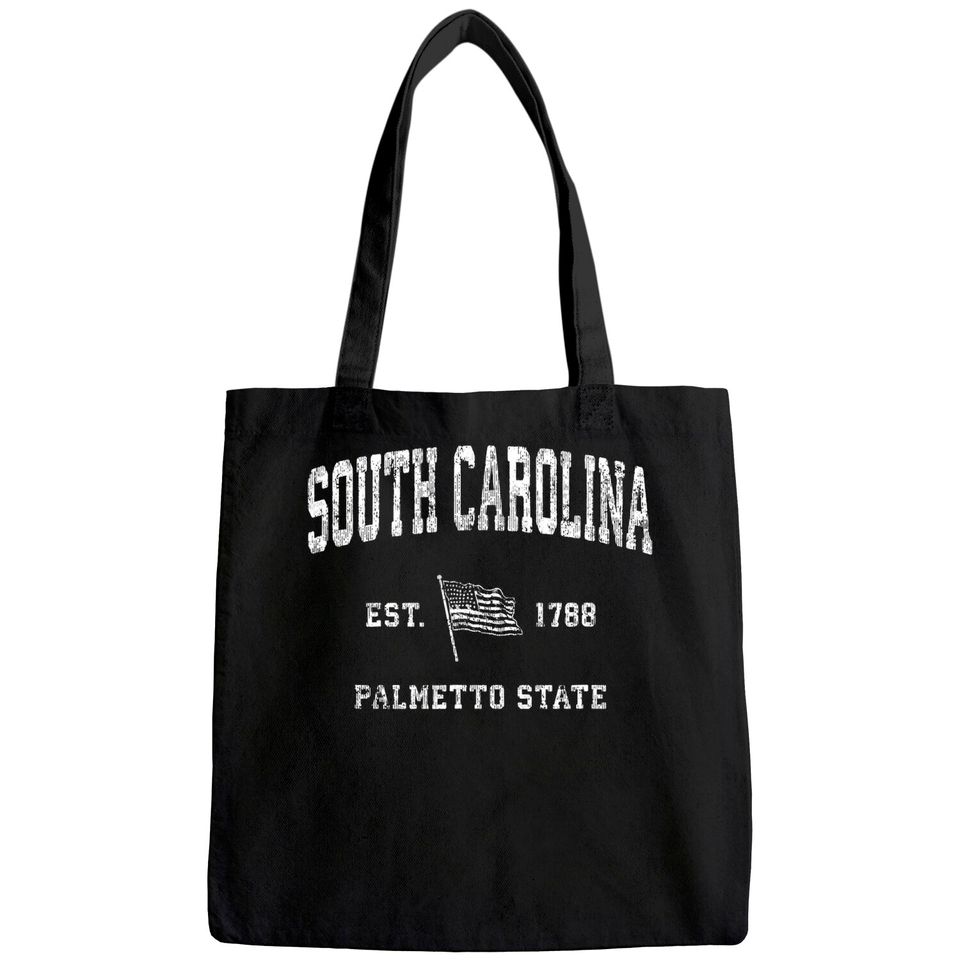 South Carolina SC Vintage US Flag Sports Design Tote Bag