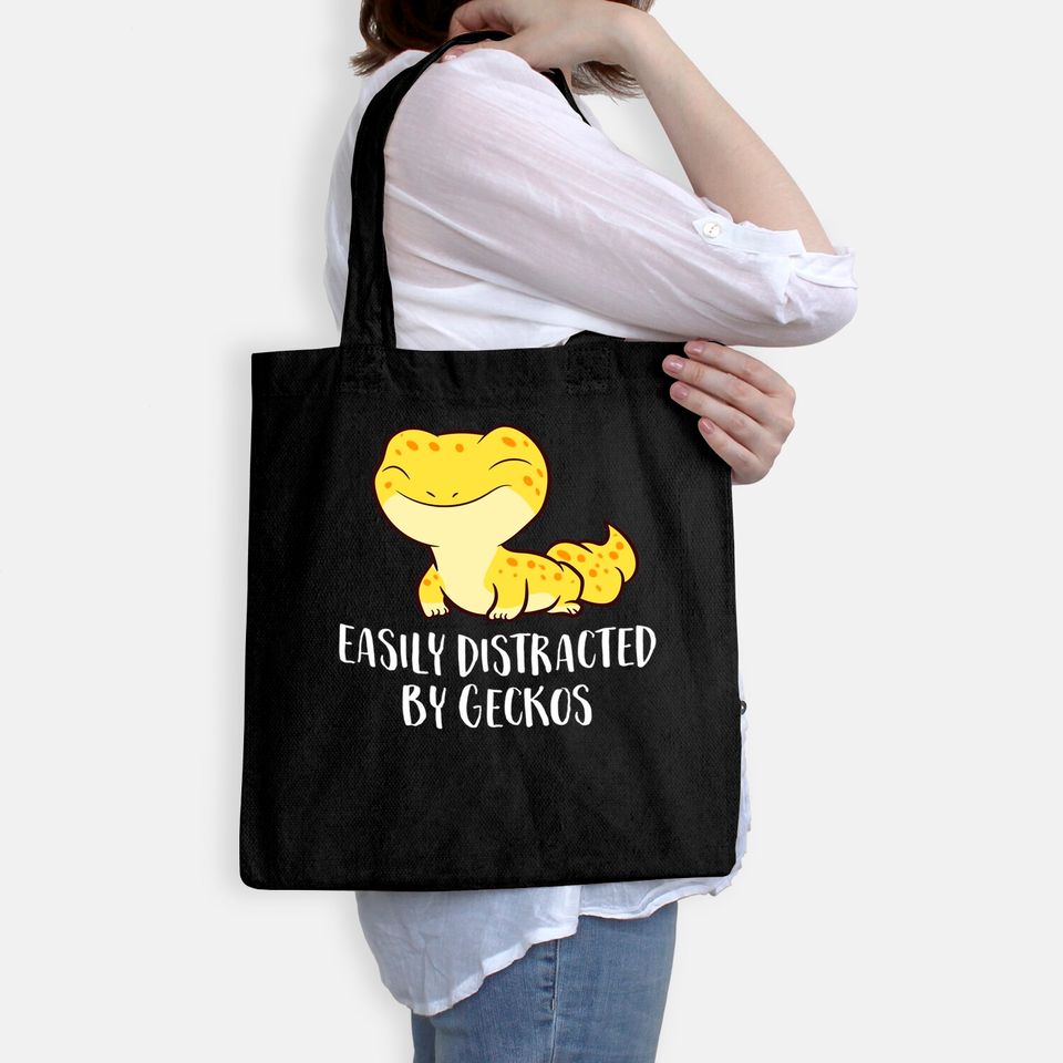 Easily Distracted By Geckos Cute Leopard Lizard Tote Bag