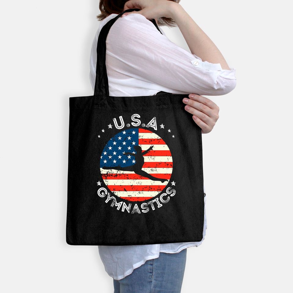 USA Vintage Gymnastics Team Retro Support USA Women Gymnast Tote Bag