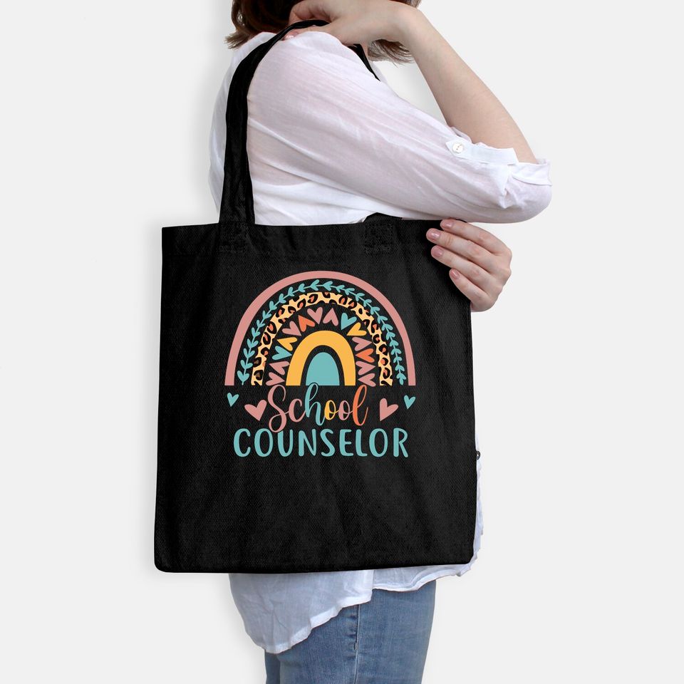 School Counselor Rainbow Leopard Print Tote Bag