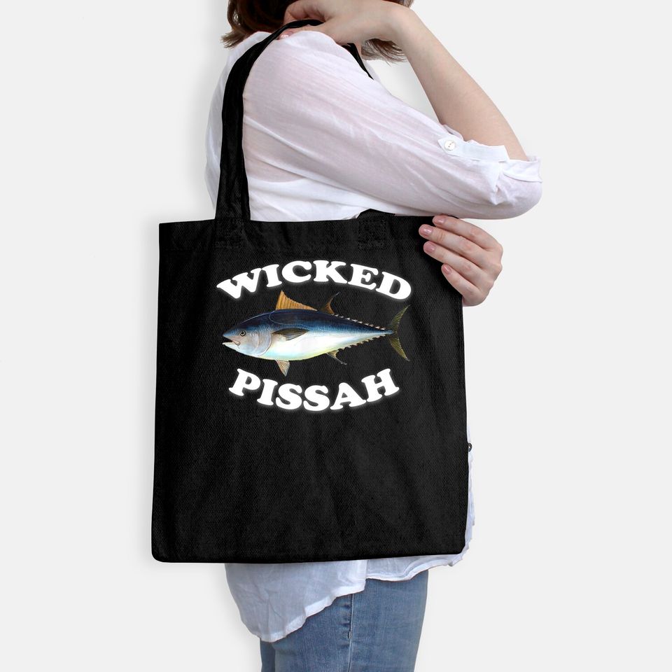 Wicked Pissah Bluefin Tuna Illustration Fishing Angler Gear Tote Bag