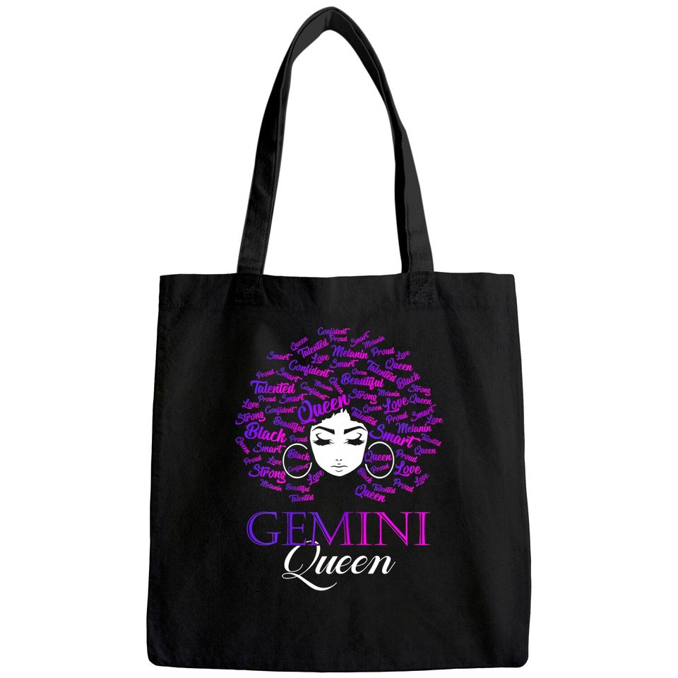 Womens Black Womens Afro Hair Gemini Queen Birthday Tote Bag