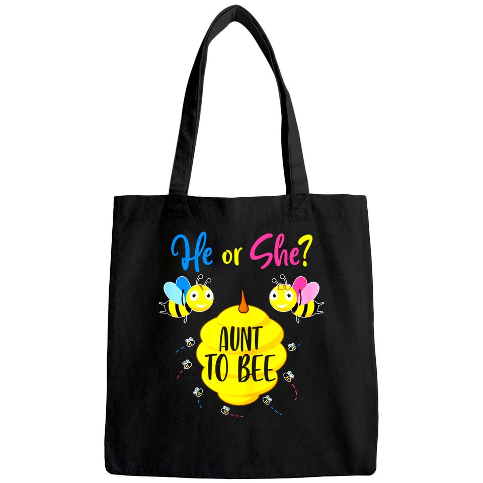 He or She Aunt to Bee Gender Reveal Baby Shower Tote Bag
