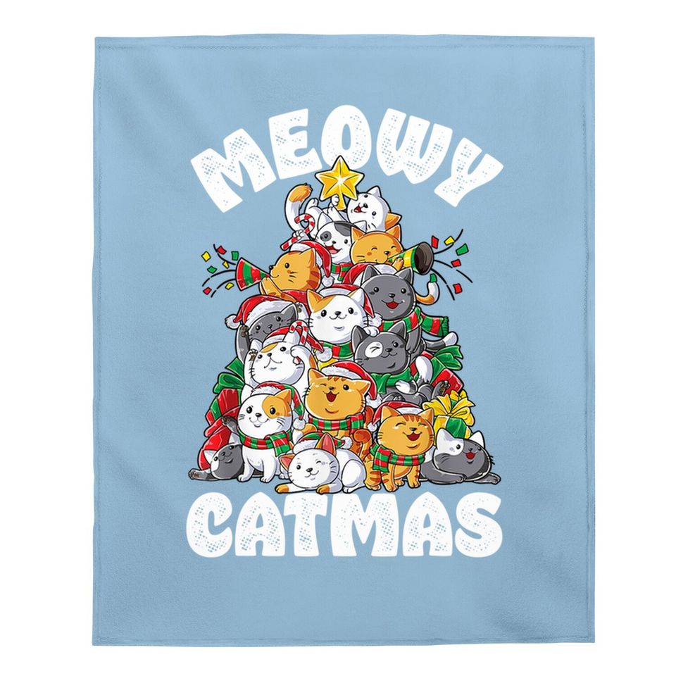 Meowy Catmas Cat Christmas Tree Xmas Baby Blanket