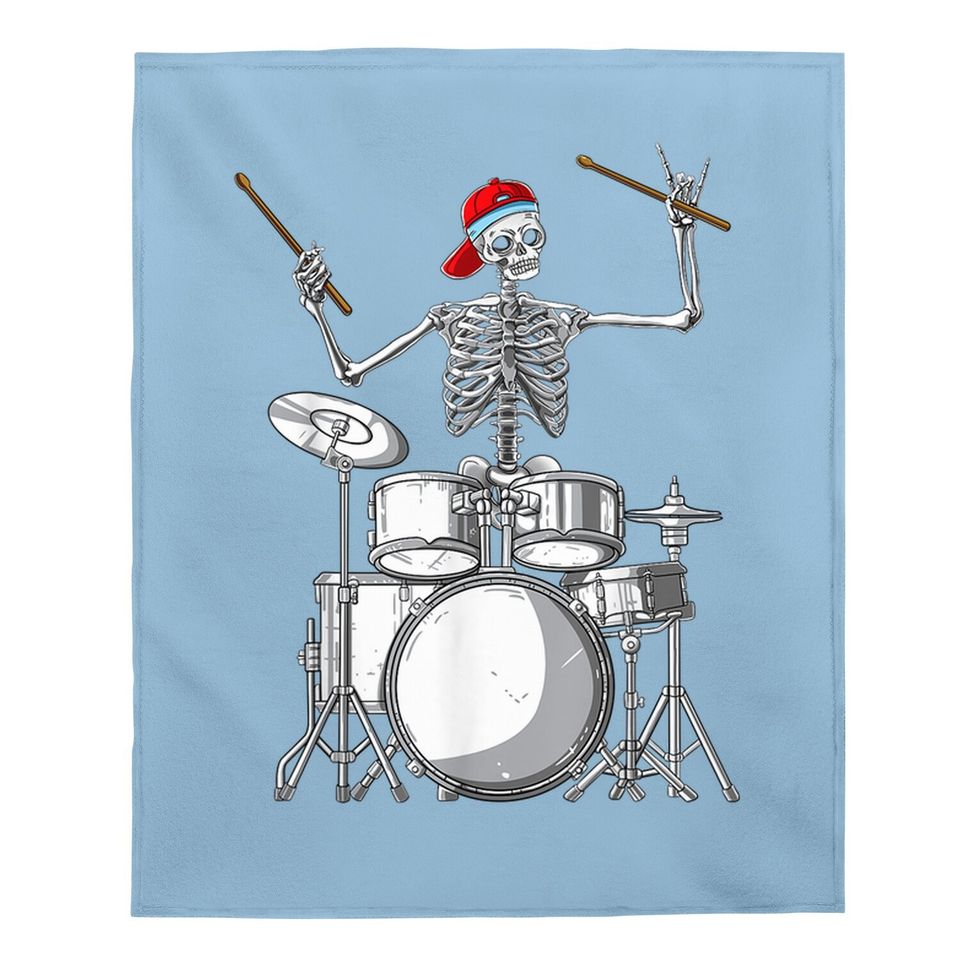 Drummer Skeleton Halloween Costume Playing Drums Baby Blanket