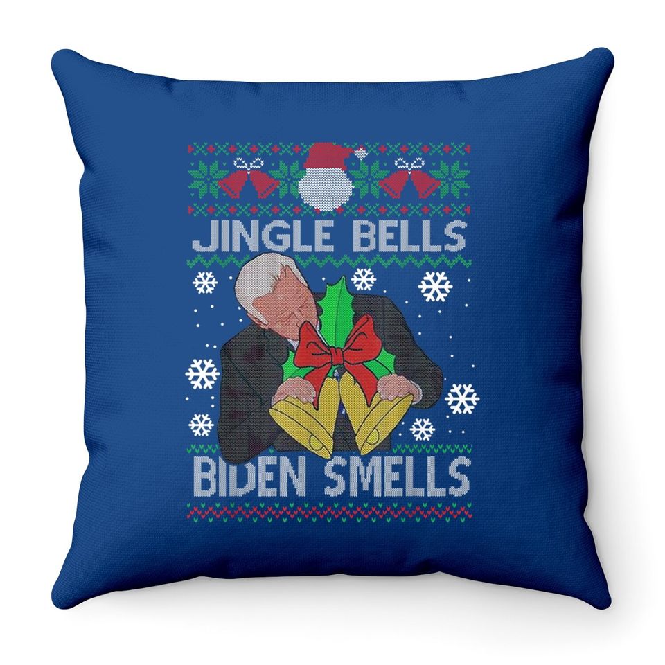 Santa Joe Biden Jingle Bells Throw Pillows