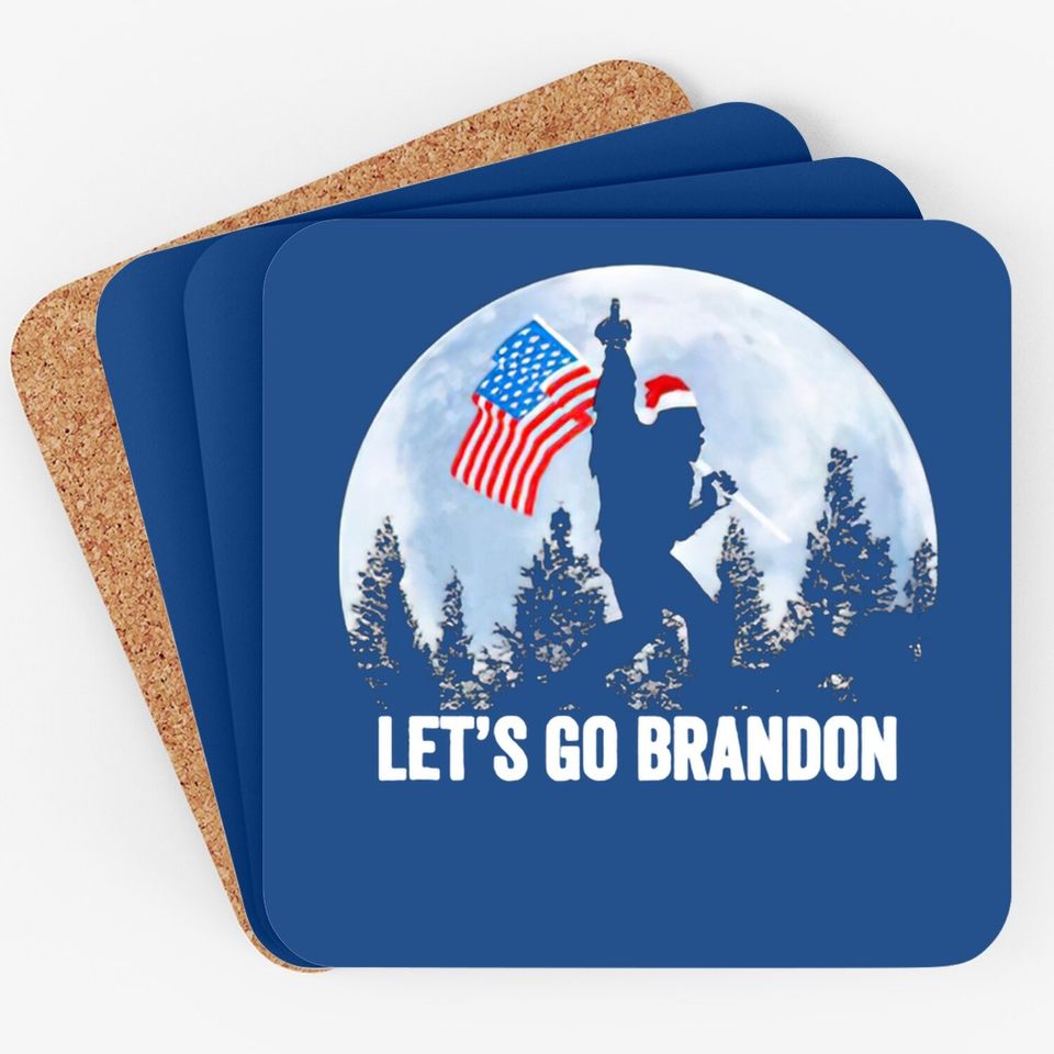 Let’s Go Brandon Christmas Bigfoot Believe Coasters