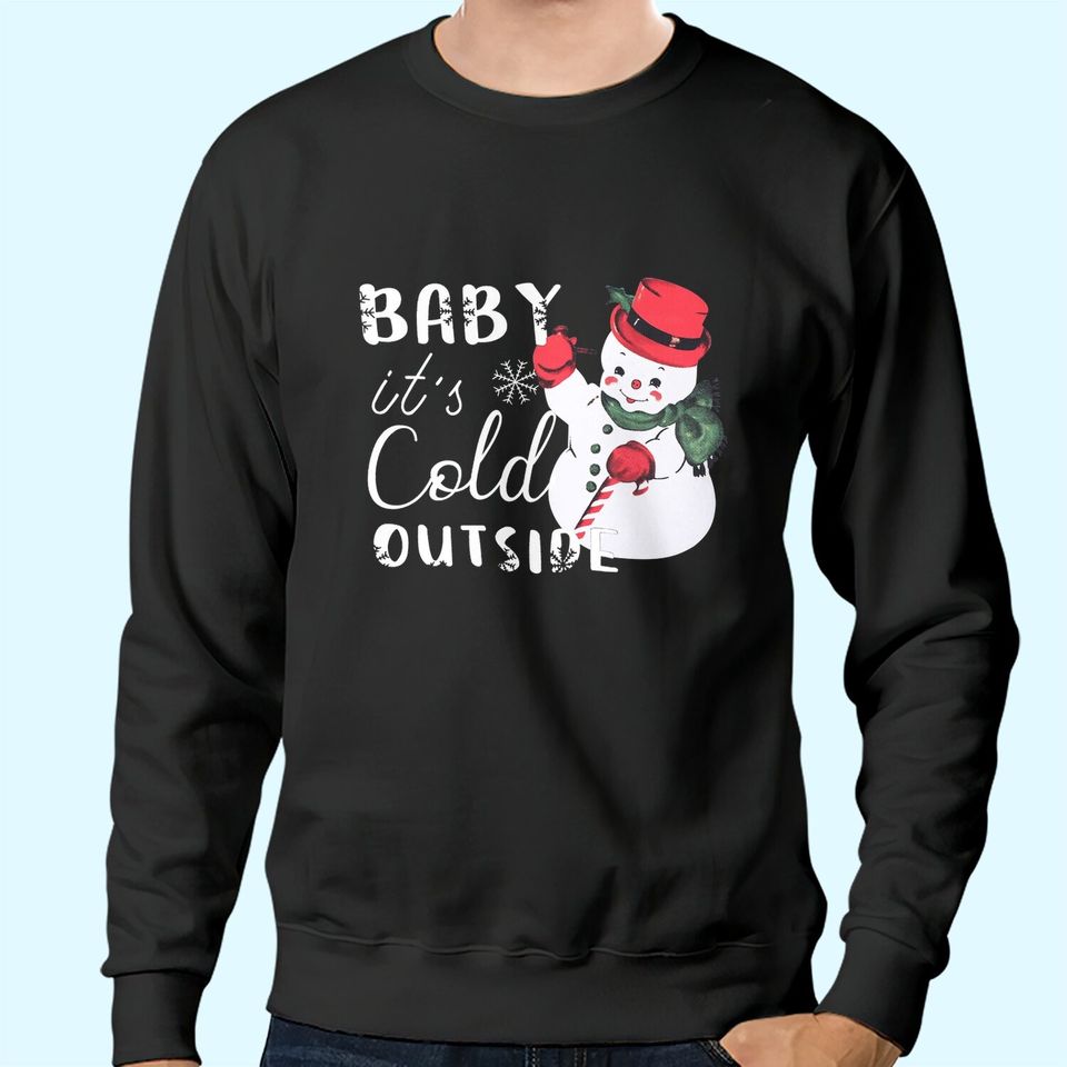 Baby It's Cold Outside Christmas Plaid Splicing Snowman Sweatshirts