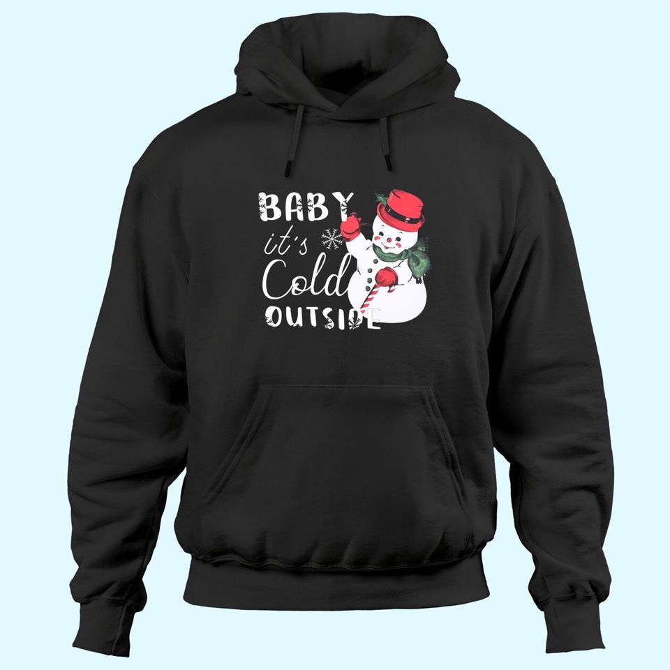 Baby It's Cold Outside Christmas Plaid Splicing Snowman Hoodies