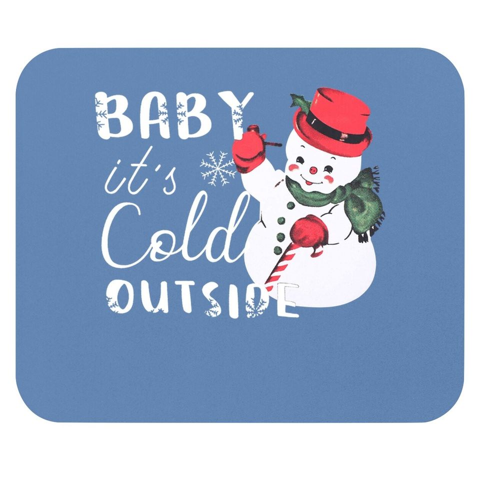Baby It's Cold Outside Christmas Plaid Splicing Snowman Mouse Pads
