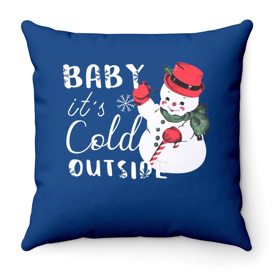 Baby It's Cold Outside Christmas Plaid Splicing Snowman Throw Pillows