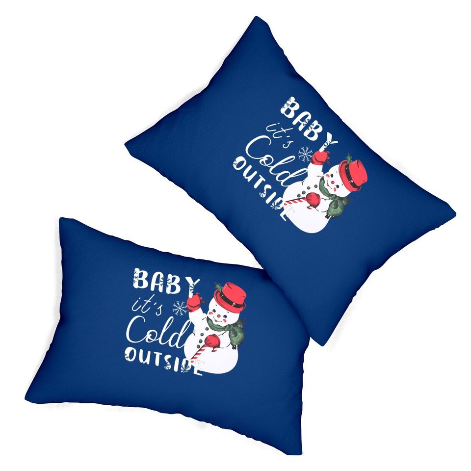Baby It's Cold Outside Christmas Plaid Splicing Snowman Pillows