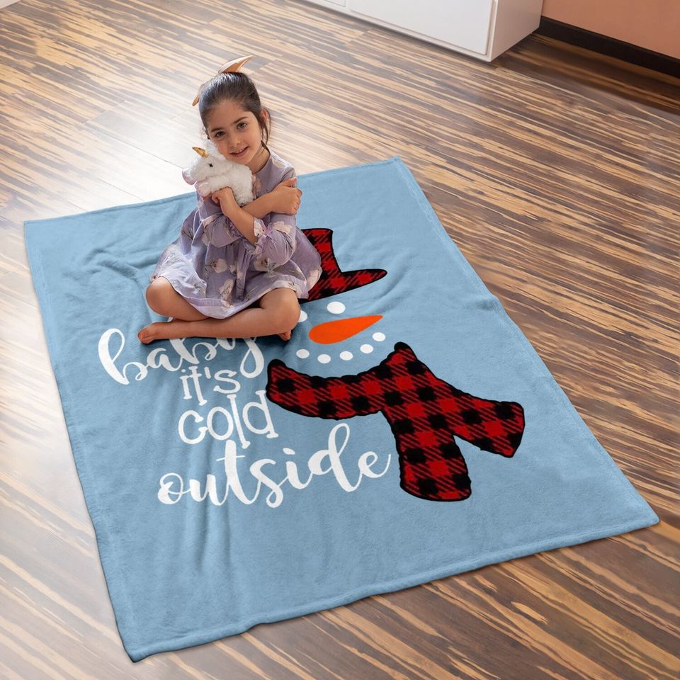 Baby It's Cold Outside Remimi Girl's Christmas Buffalo Plaid Raglan Patchwork Baby Blankets