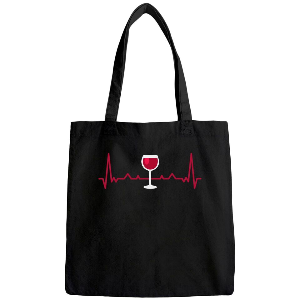 Wine Lover Heartbeat Tote Bag