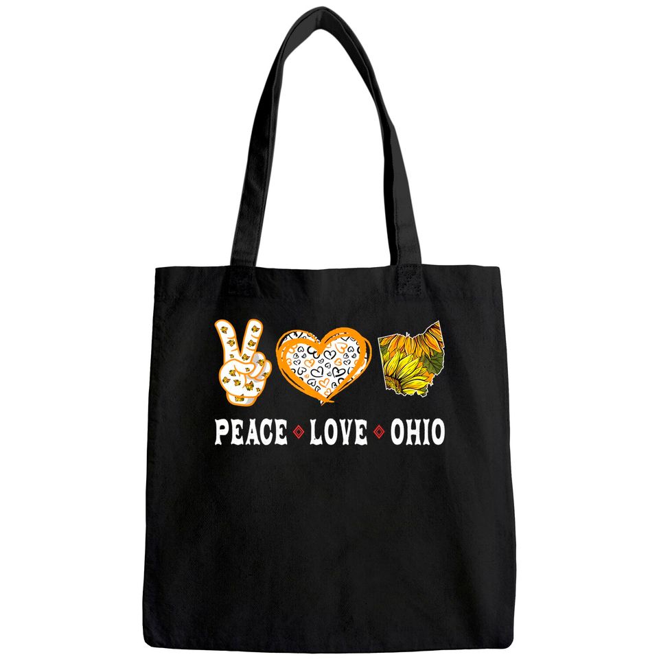 Peace love Ohio State Souvenirs Sunflower Tote Bag
