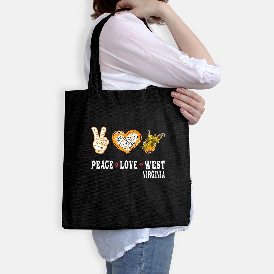 Peace love West Virginia State Sunflower Tote Bag