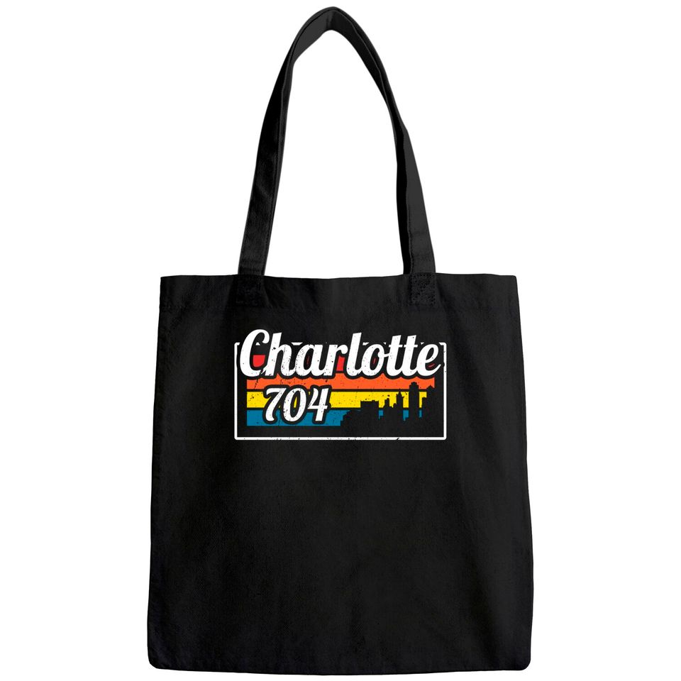 Vintage Charlotte City Skyline 704 Tote Bag
